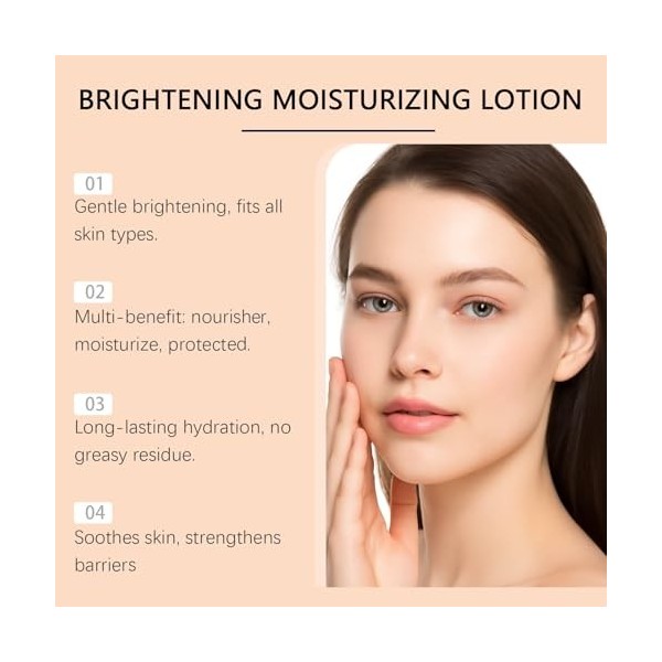 Lotion hydratante éclaircissante, lotion éclaircissante douce pour la peau, lotions hydratantes longue durée avec vitamine E,...