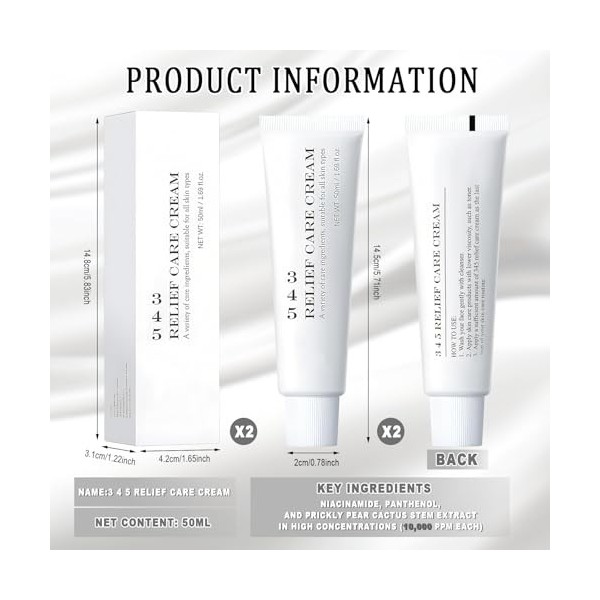 2 Pièces 345 Relief Cream, 345 Intensive Repair Cream, 345 Crème de Réparation, Hydratant Crème Pommade, Hydratant apaisant p