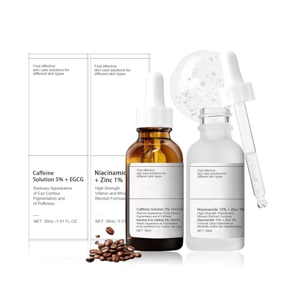 Niacinamide 10% + Zinc 1% Serum, Cafeine Contour des Yeux, Caffeine Solution 5% + EGCG, Niacinamide Serum, Visage serum Anti 