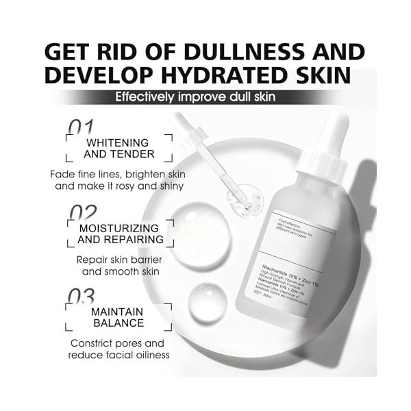 Niacinamide 10% + Zinc 1% Serum, Cafeine Contour des Yeux, Caffeine Solution 5% + EGCG, Niacinamide Serum, Visage serum Anti 