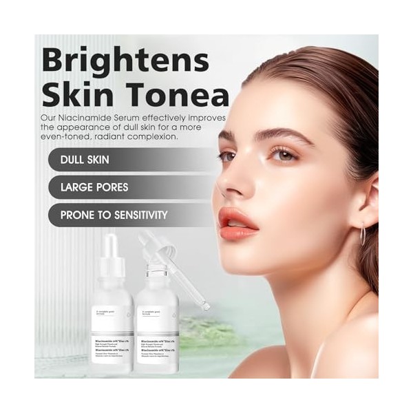 Niacinamide Serum, Niacinamide 10% + Zinc 1%, Serum Anti Tache Visage, Réduit Les Impuretés de la Peau, Réduit Pores Dilatés 