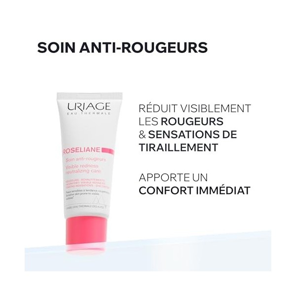 Uriage Roseliane Crème Anti-Rougeurs - Beurre de Karité, Extraits de Ginseng et dAlgues - Apaise, Hydrate, Réduit Visiblemen