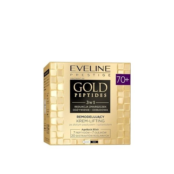 Eveline Cosmetics Gold Peptides Luxus Lifting Crème 70+ anti-rides, raffermissante et hydratante pour le visage pour peaux ma