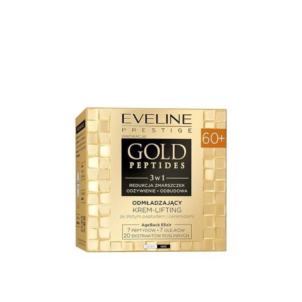 Eveline Cosmetics Gold Peptides Crème de lifting rajeunissante pour 60+ avec complexe de peptides dorés et cellules souches P