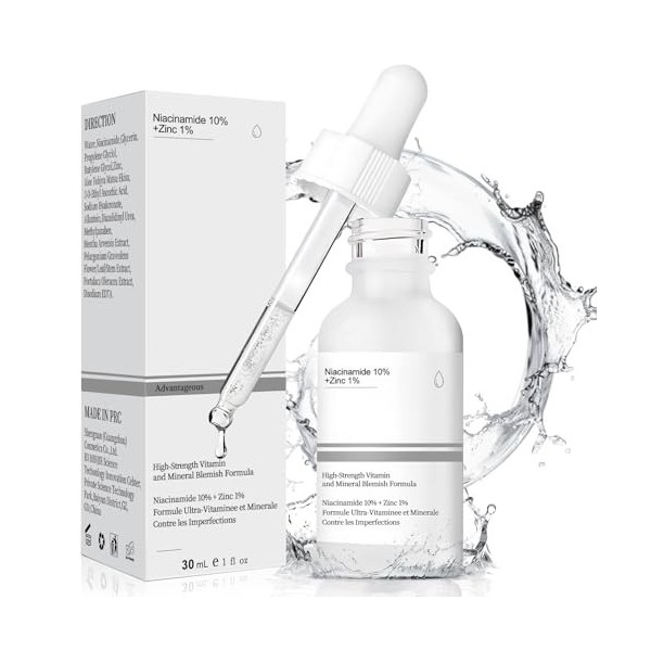 Serum Niacinamide, Niacinamide 10% + Zinc 1%, Niacinamide Serum, serum Anti Imperfection, Sérum Lissant pour les Peaux à Impe