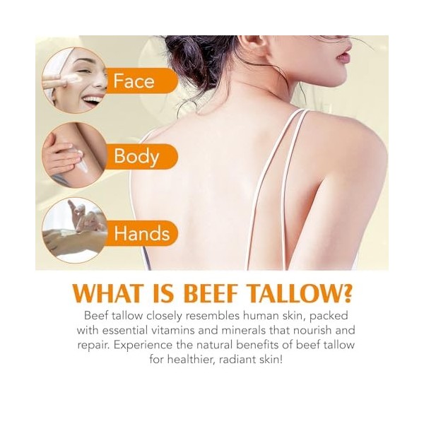 Beef Tallow Skincare - Rindertalg Bio Creme, Rindertalgbalsam zur Hautpflege,Tallow and Honey Balm for Cracked, Rindertalg Bi