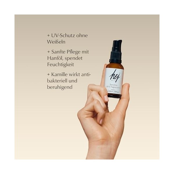 Sensitive LSF15 Crème de jour 30 ml Soin doux à lhuile de chanvre, régule lhydratation de la peau, a un effet antibactéri