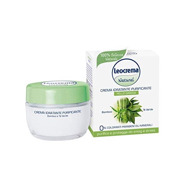 Leocrema Natural Crème visage hydratante purifiant 50 ml Bamboo et thé vert