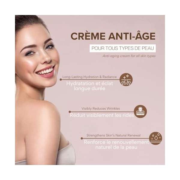 Arganicare | Crème Anti-Âge Visage | Huile d’Argan Bio & Vitamine E | Rides & Fermeté | Hydratation Intense | Tous Types de P