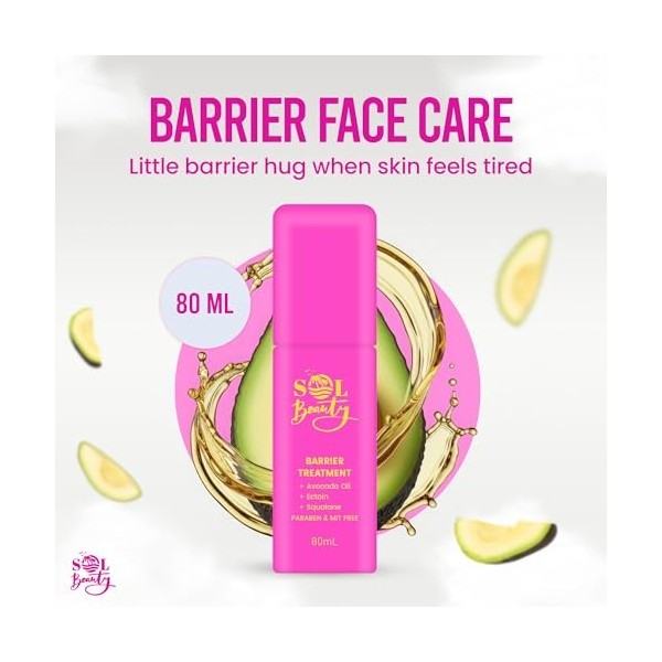 Sol Beauty Soin visage barrière Crème barrière hydratante soin visage hydratant, crème visage légère à lhuile davocat pour 