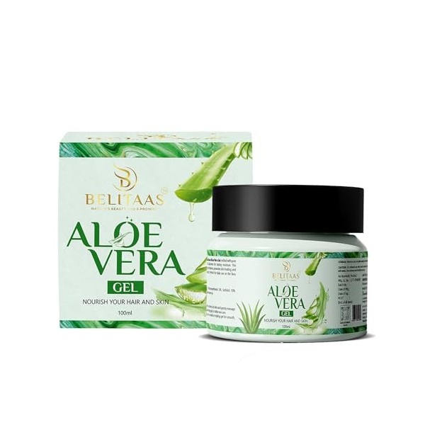 Belitaas Pure Aloe Vera Gel For Face & Hair | Hydrating, Moisturizing, Soothing Skin | Multipurpose Gel - 100 ml
