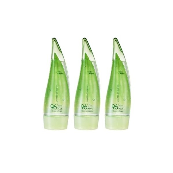 Holika Holika Lot de 3 gels apaisants légers à laloe vera à 96 % avec formule hydro 55 ml