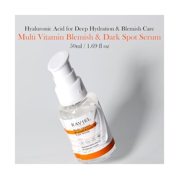 RAVIEL Sérum éclaircissant multi-vitamines pour les taches brunes et les imperfections du visage pour tous les types de peau,...