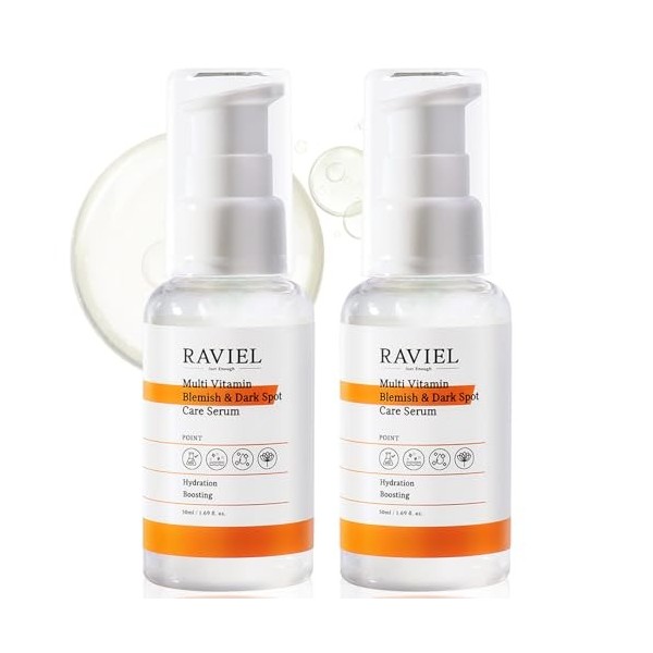 RAVIEL Sérum éclaircissant multi-vitamines pour les taches brunes et les imperfections du visage pour tous les types de peau,...
