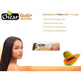 G&C+ Crème éclaircissante pour le visage à la papaye 50 g – pour peaux foncées, avec acide kojique, taches sombres, marques d