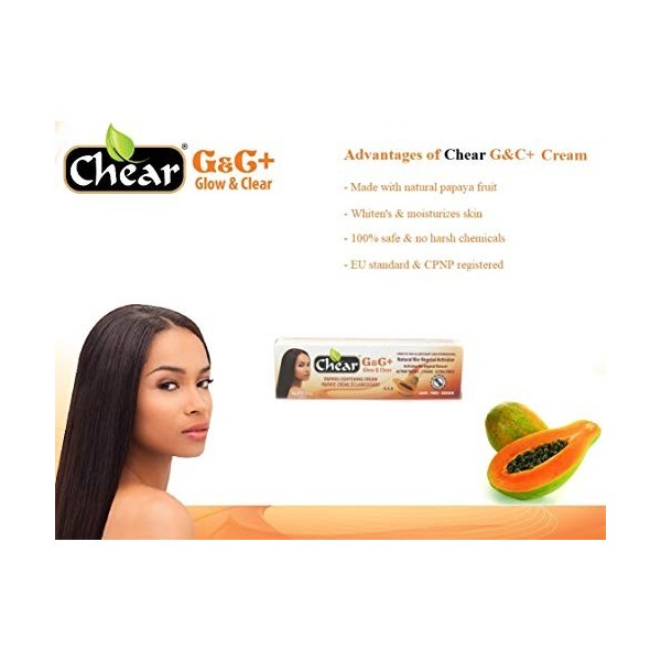 G&C+ Crème éclaircissante pour le visage à la papaye 50 g – pour peaux foncées, avec acide kojique, taches sombres, marques d