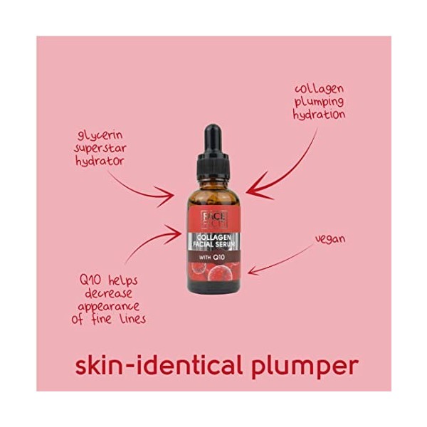 Face Facts Sérum facial au collagène Q10 avec ubiquinone Q10 , collagène et bétaïne . adoucit et lisse . aide à réduire temp