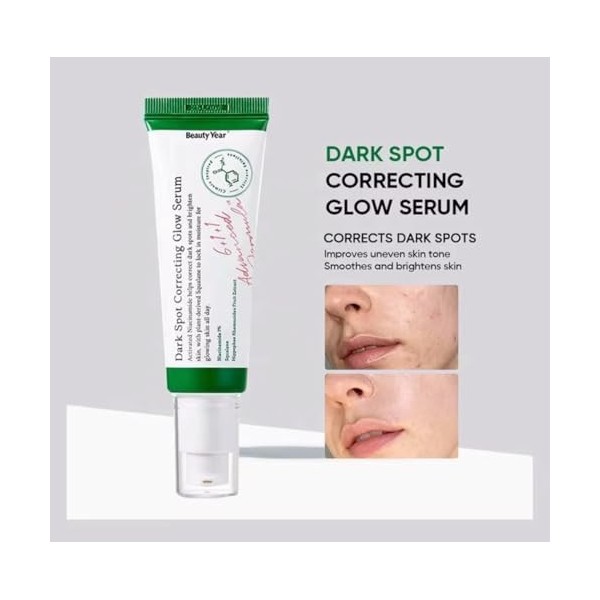 Sérum Hydratant Éclaircissant & Anti-Âge – Anti-Taches Brunes & Acné – Dark Spot Glow & Correct Niacinamide 5%| Fabriqué en C