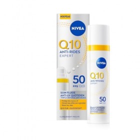 NIVEA Q10 Anti-Rides Expert - Fluide Anti-UV Quotidien FPS 50 - Soin Visage Combleur De Rides - Haute Protection UVA/UVB - 12...