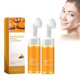 Dyceittdia 2pcs Nettoyant pour le Visage au Curcuma, Mousse Nettoyante au Curcuma, Nettoie la peau du Visage en Profondeur, R