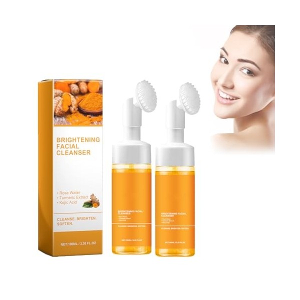 Dyceittdia 2pcs Nettoyant pour le Visage au Curcuma, Mousse Nettoyante au Curcuma, Nettoie la peau du Visage en Profondeur, R