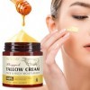 Crème au bœuf Tallow - Crème pour le visage bio avec sébum - 100 % de suif de bœuf nourri à lherbe - Miel naturel et cire d