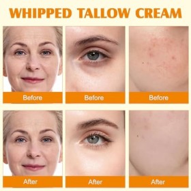 Crème au bœuf Tallow - Crème pour le visage bio avec sébum - 100 % de suif de bœuf nourri à lherbe - Miel naturel et cire d