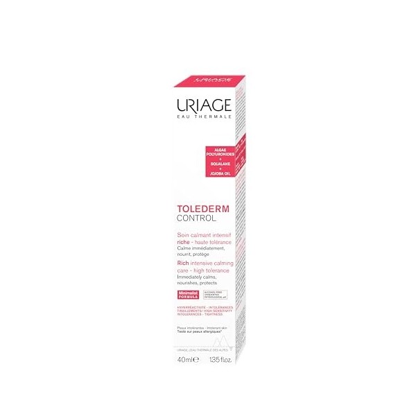 Uriage Tolederm Crème Apaisante Visage Riche - Peau Intolérante, Sensible, Sèche - Apaise, Nourrit, Hydrate - Formule Minimal