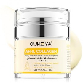 OUKEYA Crème Cou au Collagène et Peptides, Crème Anti-Rides Raffermissante et Hydratante pour Cou et Décolleté, améliore l’él...