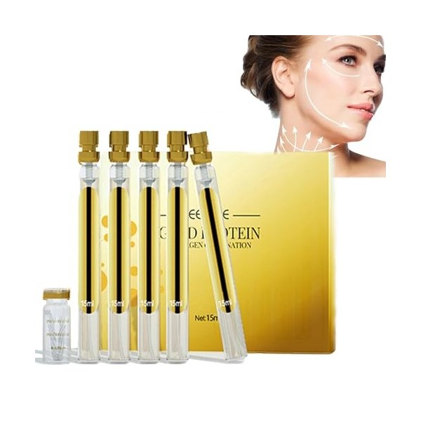 Pemarlis Instalift Kit de levage de fils protéinés,Sérum pour le visage doré,fil de protéine soluble et combinaison dessence