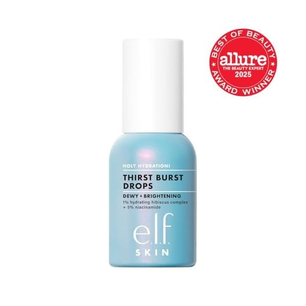 e.l.f. Holy Hydration! Gouttes déclatement de soif, gouttes de sérum gel, pour un teint rosé, dodu, sensation non grasse, av