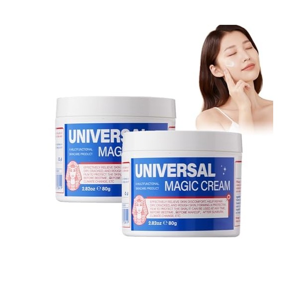 Lot de 2 crèmes universelles magiques pour le visage - 80 g chacune - Répare les peaux sèches - Apaise les irritations pour u