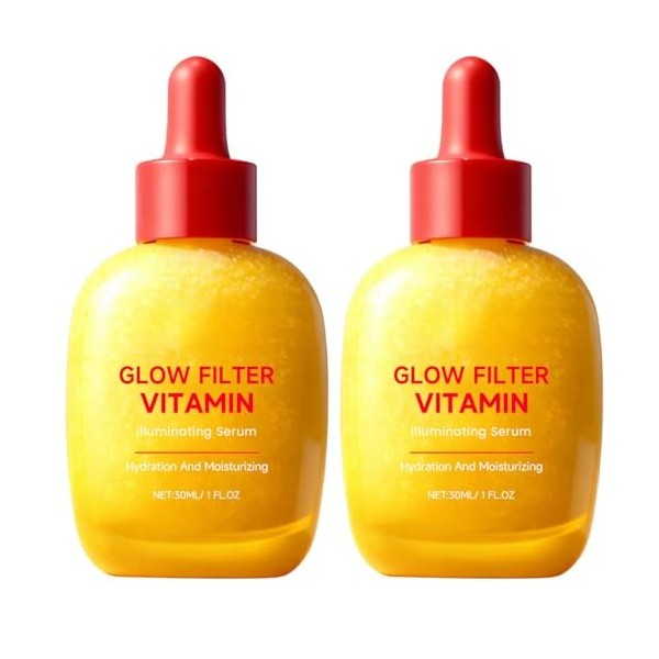 Sérum visage Glow Filter Vitamin, sérum facial illuminateur pour une peau éclatante, sérum hydratant léger idéal comme base d...