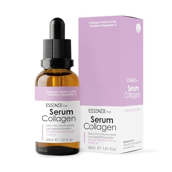 Essenze – Sérum Visage au Collagène Hydrolisé avec Peptides Bioactifs – Anti-rides hydratant, raffermissant, anti-âge – Convi
