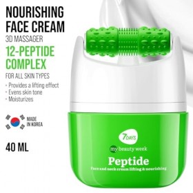 7Days Crème Visage aux Peptides + Masseur pour Rajeunissement, Lifting et Hydratation | Raffermit, lisse les rides, antioxyda...