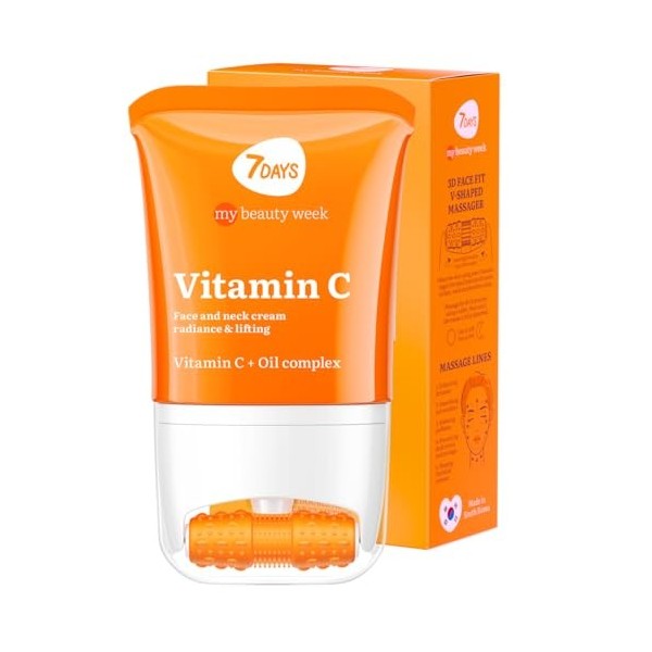 7Days Crème Visage aux Peptides + Masseur pour Rajeunissement, Lifting et Hydratation | Raffermit, lisse les rides, antioxyda...