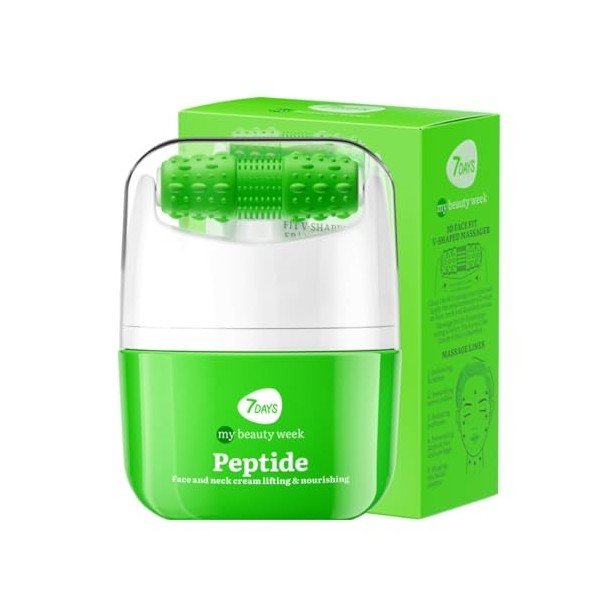 7Days Crème Visage aux Peptides + Masseur pour Rajeunissement, Lifting et Hydratation | Raffermit, lisse les rides, antioxyda...