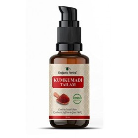 Organic Netra Ayurvedic Kumkumadi Tailam, Face Oil for Glowing Skin Enriched with Pure Kashmiri Saffron & Goat Milk Reduces P