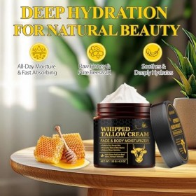 Beef Tallow Cream for Skin - Crème pour le visage nourrissante à base de suif provenant danimaux nourris exclusivement à lh C...