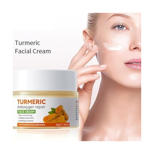 Crème Éclaircissant Curcuma Visage,Crème Anti-Rides Curcuma,Crèmes Réparatrice Curcumas Visage,Crèmes Curcumas Éliminateur de...