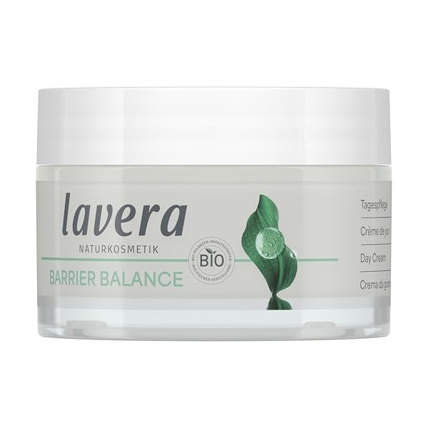 lavera Barrier Balance Crème de jour sans alcool Sans parfum Hydratant et régénérant Renforce la barrière cutanée Prébiotique