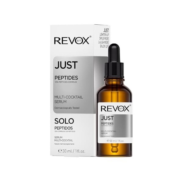 REVOX B77 - Just Peptides 10%, 30 ml, Sérum Peptidique Visage Multi-Cocktail, Raffermissant et Anti-Âge, Réduit les Rides, Am