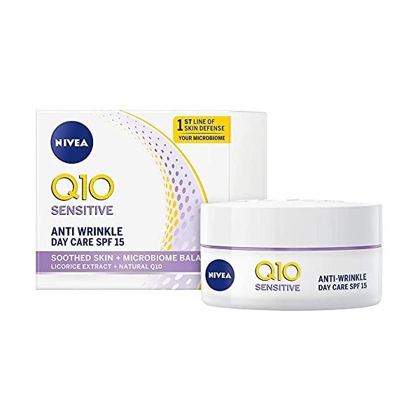 NIVEA Q10 Crème de jour raffermissante anti-rides SPF 15 50 ml , crème visage anti-rides avec peau identique à la peau pure