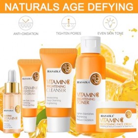 HASAIKA® Coffret de soins à la Vitamine C, Avec Sérum À La Vitamine C, Crème Hydratante à la Vitamine C, Ensemble Hydratant A...