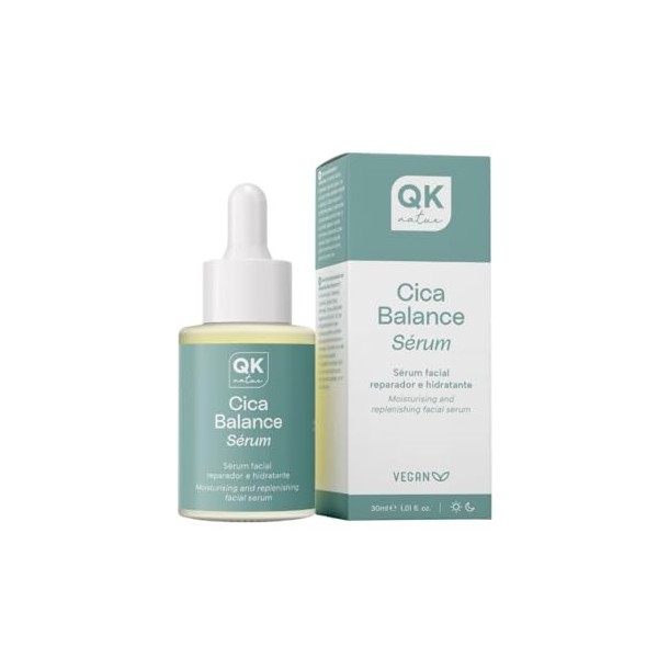 QKnatur - Cica Balance Sérum visage réparateur et hydratant à la centella asiatica, à lhamamélis et au calendula | Avec squa