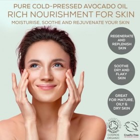 Huile davocat Avocado Oil certifiée bio de Alucia Organics 100ml - pur, naturel, pressé à froid, végétalien, pour la peau,
