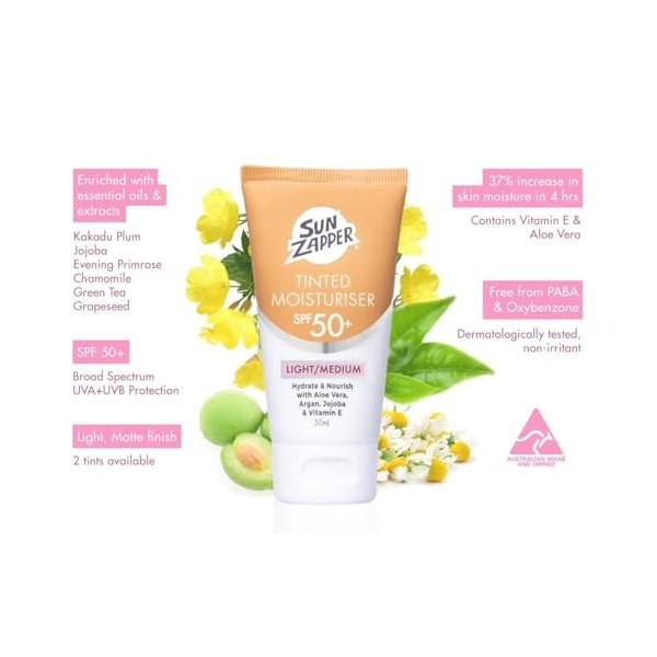 Crème hydratante teintée SPF 50+ légère/moyenne