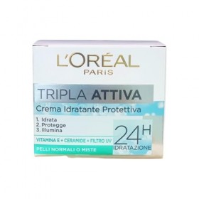 LOréal Paris Triple Active Crème Visage Hydratante Protection Jour pour Peaux Normales ou Mixtes, 50 ml