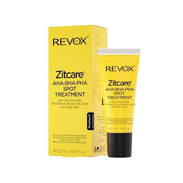 REVOX B77 - Traitement Localisé Zitcare AHA BHA PHA, 25 ml, Traitement Anti-Acné Boutons et Points Noirs, Réduit Inflammation...