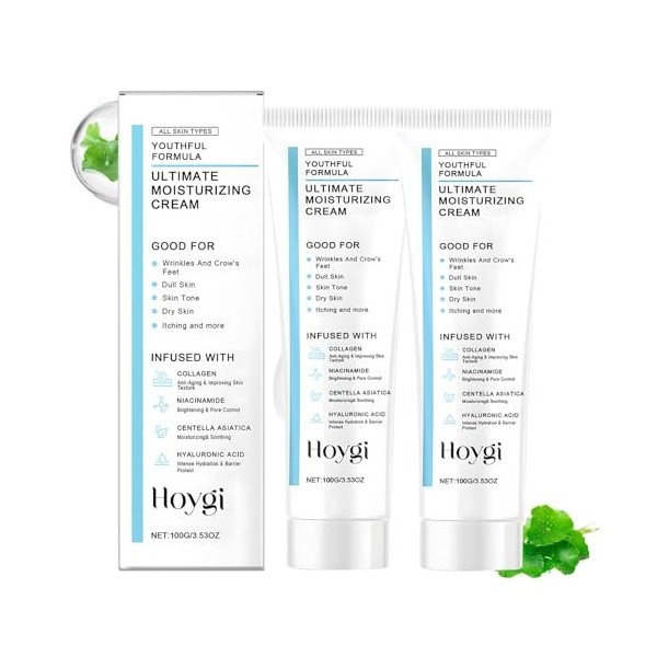 2 Tubes Centella Asiatica Creme,Crème Hydratante à la Centella,Crème Hydratante Visage,Gel Hydratant Visage,Skincare Coréenne